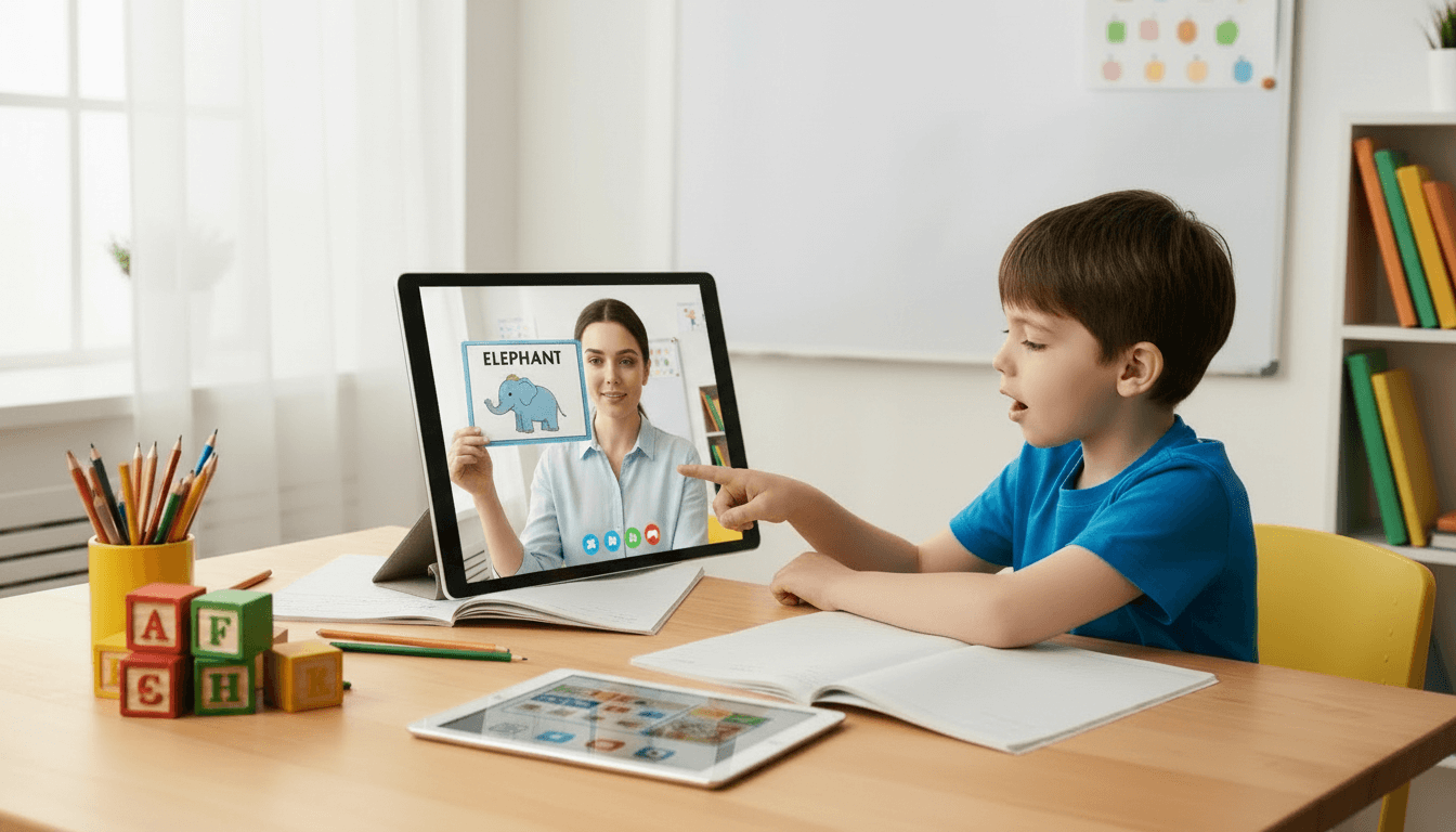 Firefly Gemini Flash create an image as if a kid is watching English learning classes. 596518 (1)