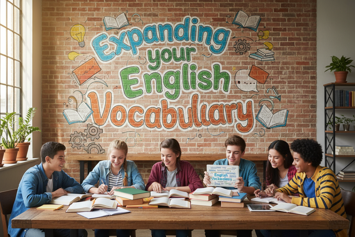 Firefly Gemini Flash create an image for a blog post on expanding your english vocabulary and also mention 660441