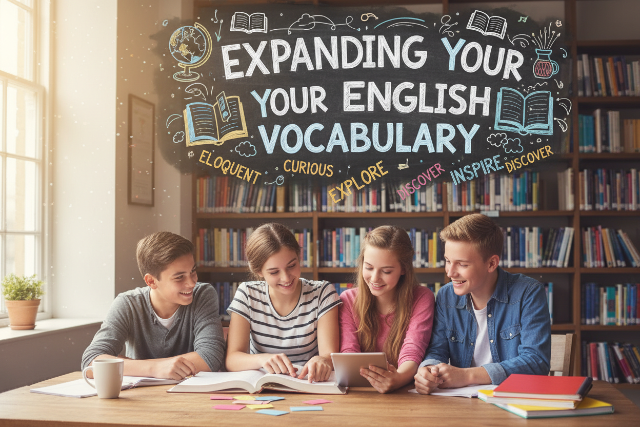 Firefly Gemini Flash create an image for a blog post on expanding your english vocabulary and also mention 807649