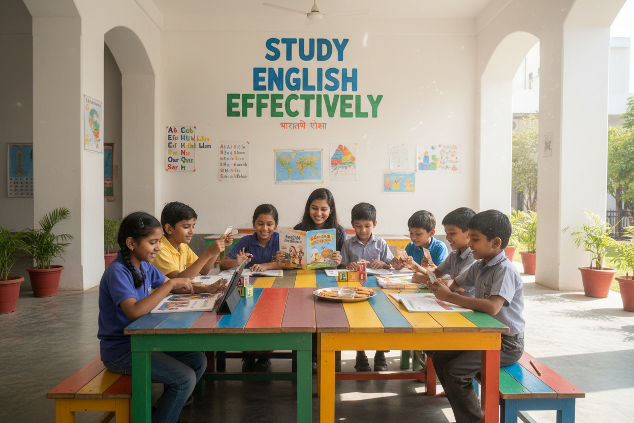 Firefly Gemini Flash create an image where kids are studying english effectively and also mention the word 185203 (2)